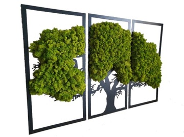 TRYPTYK OBRAZ DRZEWO 3D MECH CHROBOTEK 100X60 OBRAZ ŻYWY MECH DEKORACJA