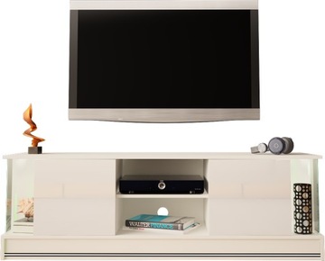 SZAFKA RTV EFECTO 6 155cm BIAŁY MAT POŁYSK + LED