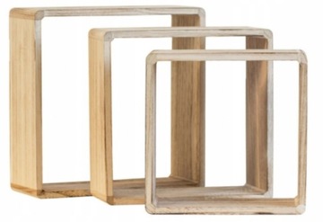 ПОЛКИ ПОДВЕСНЫЕ ДЕРЕВЯННЫЕ НАСТЕННЫЕ CUBE 3 ШТ.