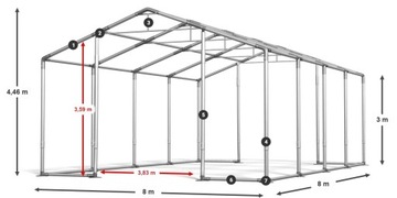 8x8м [3м] Палатка для мастерских и складов DAS 560 Вт