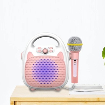 НАБОР ДЛЯ ПЕНИЯ ДЛЯ ДЕТЕЙ КАРАОКЕ ДИНАМИК BLUETOOTH МИКРОФОН RGB LED