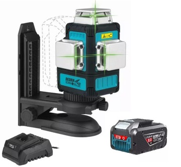 DEDRA Multilaser poziomica laserowa 3D SAS+ALL zielony laser ZESTAW 8AH