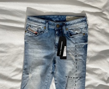 DIESEL | SPODNIE JEANSY SKINNY RURKI STRETCH | R. 24/32