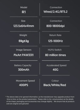 Беспроводная мышь Attack Shark R1, 18000 точек на дюйм, 1000 Гц, трехрежимное подключение