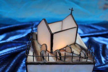 Витражный подсвечник темное кладбище Хэллоуин b2