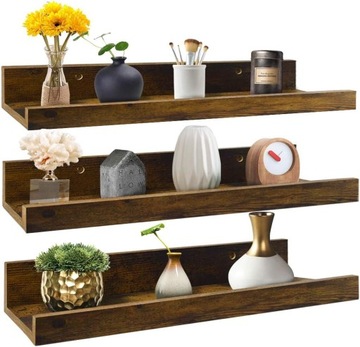 Półka Wisząca Ścienna Rustykalna 40.5cm MDF Komplet 3 Sztuki