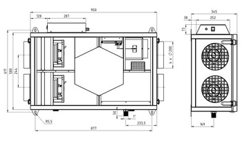 Рекуператорная приточно-вытяжная установка 250м3/ч до 100м2