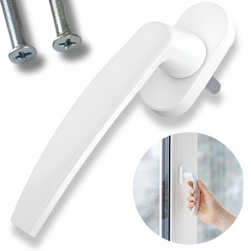 Klamka do Okna Okien Okienna Metalowa Aluminiowa BIAŁA mocna skok 45 stopni