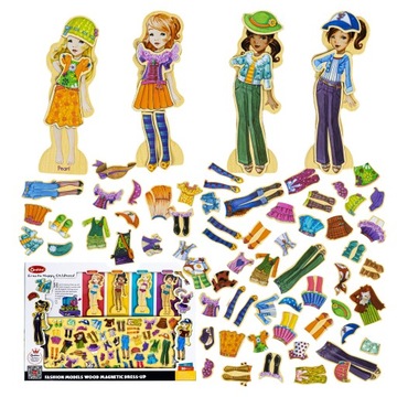 MAGNETYCZNA GRA UBIERANKA UKŁADANKA PUZZLE DREWNIANE MONTESSORI MODNISIE