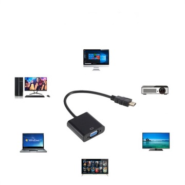 АДАПТЕР ПЕРЕХОДНИК ПРЕОБРАЗОВАТЕЛЬ HDMI - VGA D-SUB 15PIN HD АУДИОКАБЕЛЬ