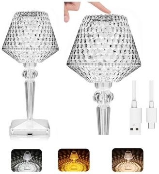 Светодиодный ночник Кристальная сенсорная лампа Светодиодная декоративная лампа USB 26см
