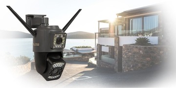 ВНЕШНЯЯ КАМЕРА С WIFI PTOT, 2 ОБЪЕКТИВА 2+2 МП, ЗУМ 2 В 1, ОБНАРУЖЕНИЕ УДАРОВ 2K