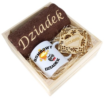 SUPER PREZENT DLA DZIADKA RĘCZNIK + KUBEK SKRZYNKA
