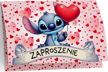 ZAPROSZENIE LILO I STICH STICZ SERDUSZKA ZAPROSZANIA URODZINOWE 20x15 cm