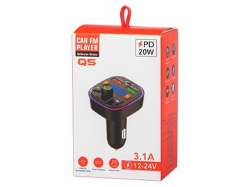 FM-ПЕРЕДАТЧИК BLUETOOTH LED RGB MP3 SD BT FAST PD ЗАРЯДНОЕ УСТРОЙСТВО 2xUSB QC 3.0