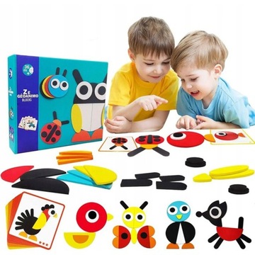 DREWNIANA UKŁADANKA LOGICZNA MONTESSORI PUZZLE