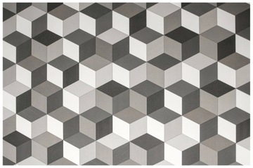 szer. 2 m WYKŁADZINA PCV BINGO CUBES GRAFITOWY KREMOWY WZÓR 3D DO TOALETY