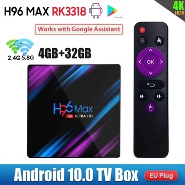 Smart TV BOX Android 10.0 4K 2.4G/5.8G Wi-Fi