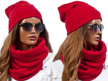 KOMPLET damski CZAPKA beanie+ DUŻY KOMIN SZALIK CIEPŁY zimowy KOLORY
