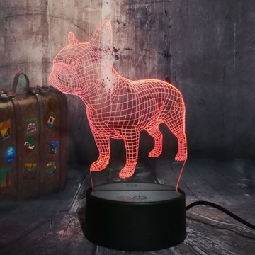 БУЛЬДОГ НОЧНАЯ ЛАМПА 3D СВЕТОДИОДНЫЕ ЦВЕТА ПУЛЬТ ДУ USB