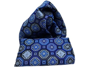 NIEBIESKA / GRANATOWA WE WZORY POSZETKA WYPUSTKA BUTONIERKA