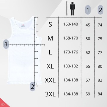 PODKOSZULKA MĘSKA NA RAMIĄCZKACH BEZ RĘKAWÓW BAWEŁNIANA KOSZULKA MĘSKA XXL