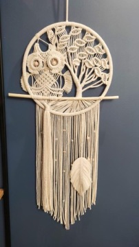 МАКРАМЕ СОВА ДЕРЕВО КРУГ БОХО СТЕНЫ УКРАШЕНИЯ РЕМЕСЛО ШНУР ПОДАРОК