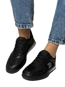 Sneakersy Buty Damskie Sportowe Siateczka Czarne37