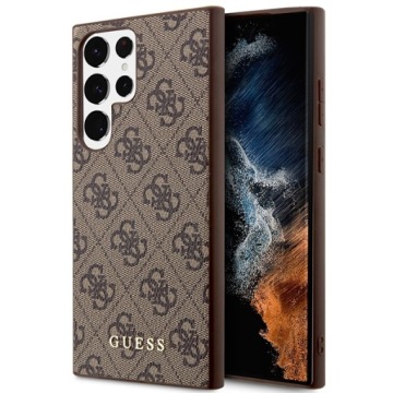 Pouzdro pro Samsung Galaxy S23 Ultra Guess Metal Gold Logo Hnědé