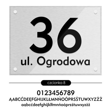 Tablica adresowa adres 3D numer na dom 40x30 szczotkowane aluminium