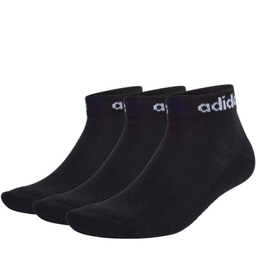 ADIDAS SKARPETY BAWEŁNA DAMSKIE KOSTKI CZARNE 3PAK