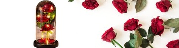 ETERNAL ROSE 3 РОЗЫ В СТЕКЛЕ СВЕТЯЩАЯСЯ СВЕТЯЩАЯСЯ КОРОБКА РОМАНТИЧЕСКИЙ ПОДАРОК