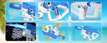 ЭЛЕКТРИЧЕСКИЙ ВОДЯНОЙ ПИСТОЛЕТ СВЕТОДИОДНЫЙ МАШИНА ДЛЯ ПУЗЫРЬКОВ 2В1 + ЖИДКОСТЬ + АККУМУЛЯТОР