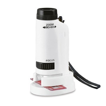 Портативный карманный микроскоп для детей, образовательный подарок 60x-180x + светодиод