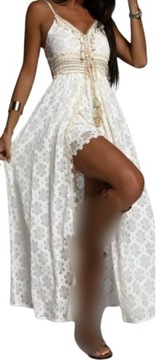 KOMBINEZON / sukienka letni boho krótkie spodenki biały