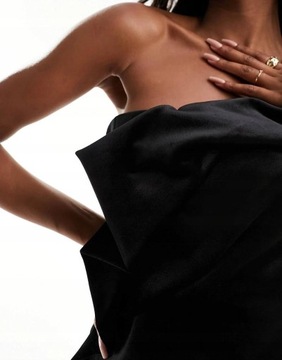 Asos Design jgo odkryte czarna welurowa mini ramiona sukienka L NG7