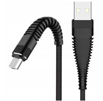 Kabel micro USB SZYBKIE ŁADOWANIE nylon 1m czarny