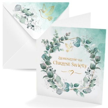 ZAPROSZENIA NA CHRZEST DLA DZIEWCZYNKI CHŁOPCA + KOPERTA Z NADRUKIEM [C046]