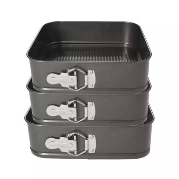 TORTOWNICA KWADRATOWA FORMA PIECZENIA CIAST ZESTAW BLACH 24/26/28 cm 3 szt