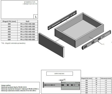 L-500 PRO шариковая направляющая, закрывание + нажатие для открытия
