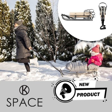 Детские санки со спинкой металлические Space KUNERT, складные, с чехлом