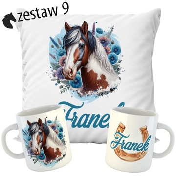 НАБОР ПОДУШКА + КРУЖКА ЛОШАДИ ЛОШАДЬ ПОНИ ИМЯ ПОДАРОК ​​НА ДЕНЬ РОЖДЕНИЯ