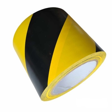 TAŚMA OSTRZEGAWCZA GRUBA OZNACZENIOWA BHP ŻÓŁTO-CZARNA 100mm x 33m MOCNA