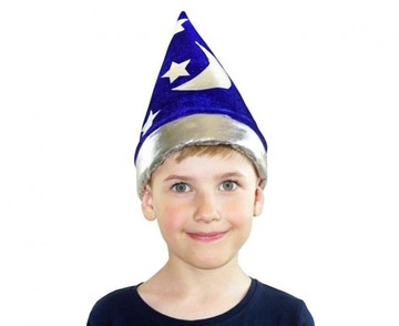 CZAPKA CZARODZIEJA Kapelusz Maga Magika Wróżbity Niebieski Karnawał Strój