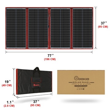 Портативная солнечная панель DOKIO 300 Вт, 18 В. Складное солнечное зарядное устройство