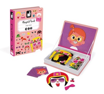 Магнитный пазл Смешные мордашки девушки Магнитикнига Janod 3+