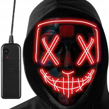 MASKA ŚWIECĄCA LED PURGE HALLOWEEN PRZEBRANIE KOSTIUM ZJAWA na koncert