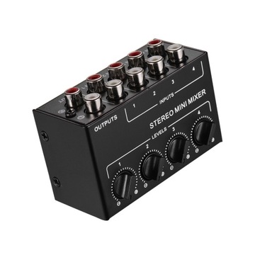 Mini Stereo Audio Mixer with 4-Channel RCA Inputs