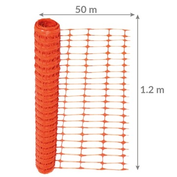 Siatka budowlana 1.2 m x 50 m plastikowa drogowa pomarańczowa autostradowa