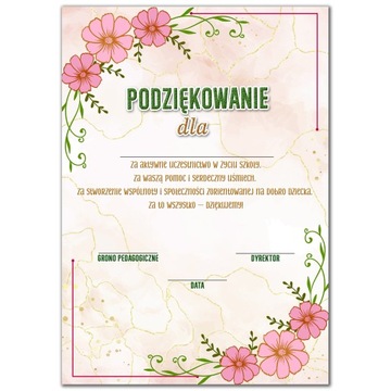 DYPLOM / PODZIĘKOWANIE RODZICOM – SZKOŁA WZ20